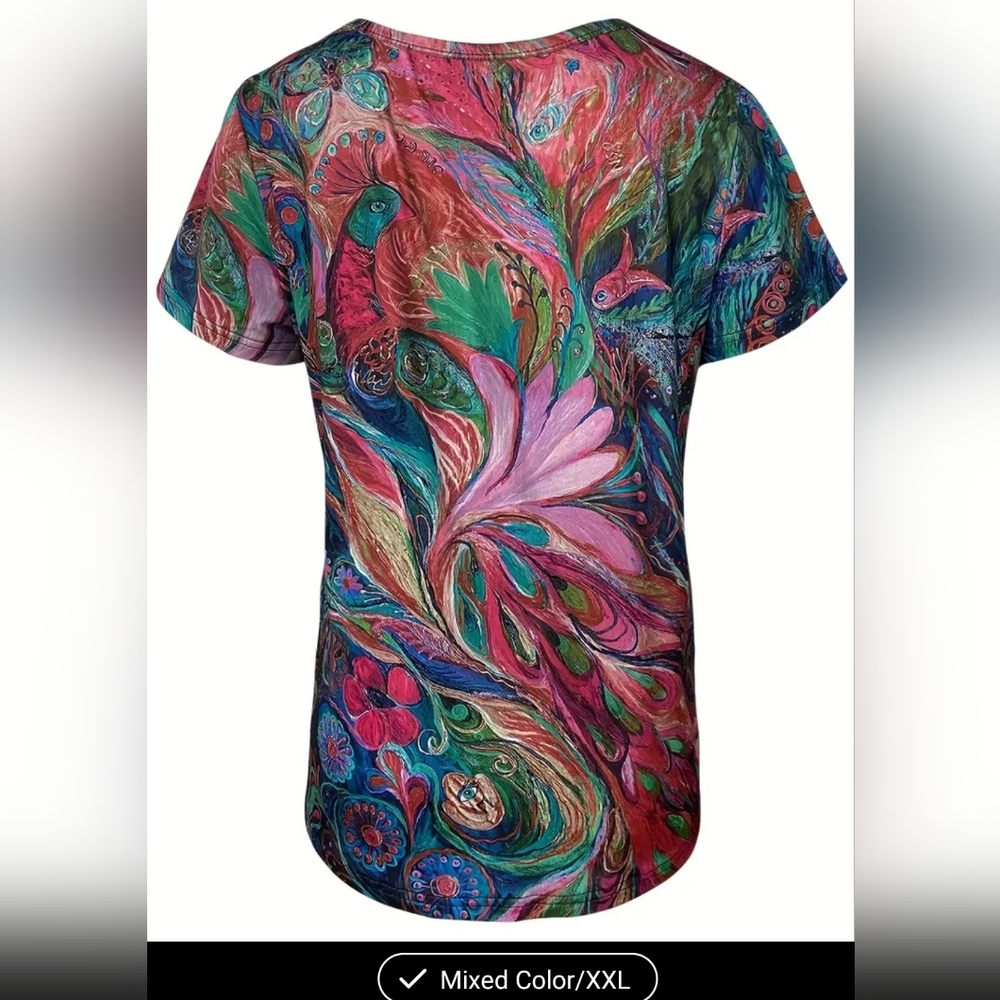 SALE 3/$15 Colorful V-Neck Women's Top Sz XXL - Picture 3 of 3